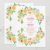 上品な春の野生の花の草原の庭 招待状 (正面/裏面)