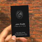 上品な暗いクレフ、 音符記号トランペータービジネスカード 名刺