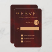 上品な暗いブルゴーニュの金属銅ウェディングrsvp 招待状 (正面/裏面)