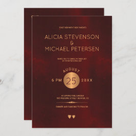 上品な暗赤色のブルゴーニュのメタリック結婚銅 招待状