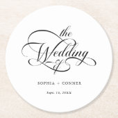 上品な書結婚道の白黒 ラウンドペーパーコースター (正面)