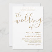 上品な書道ホワイト&金ゴールド結婚ズ 招待状 (正面)