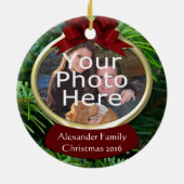 上品な松のカスタム写真クリスマスオーナメント セラミックオーナメント (裏面)