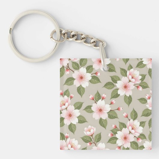上品な桜のシームレスパターン キーホルダー (正面)