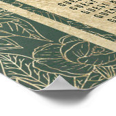 上品な森の緑の金ゴールドフローラシーティングチャート ポスター (角)