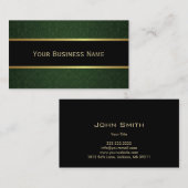 上品な森グリーンダマスクブラックビジネスカード 名刺 (正面/裏面)