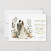 上品な植物をテーマにした結婚式のお礼カード サンキューカード (裏面)