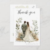 上品な植物をテーマにした結婚式のお礼カード サンキューカード (正面/裏面)