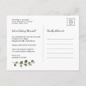 上品な植物性の緑の金ゴールド保存日付 案内ポストカード (裏面)