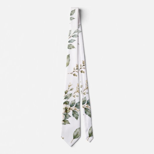 上品な植物画 ユーカリ ネクタイ (正面)