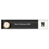 上品な歯科医オフィス金ゴールドトーン歯グラフィック デスクネームプレート (正面)