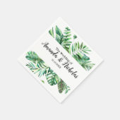 上品な水の色の熱帯離れの緑結婚の スタンダードカクテルナプキン (角)