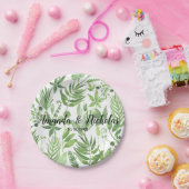 上品な水の色の野生の牧草地の結婚緑 ペーパープレート (パーティー)