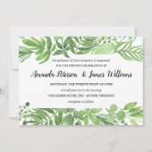 上品な水の色の野生の牧草地の結婚緑 招待状 (正面)