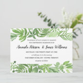 上品な水の色の野生の牧草地の結婚緑 招待状 (スタンド正面)