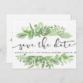 上品な水の色の野生の牧草地の緑の日付を保存 案内ポストカード (正面/裏面)