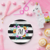 上品な水彩フローラモノグラパーソナライズされたム ペーパープレート (パーティー)