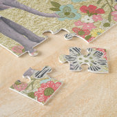 上品な水彩画象花フレームの金ゴールドホイル ジグソーパズル (側面)