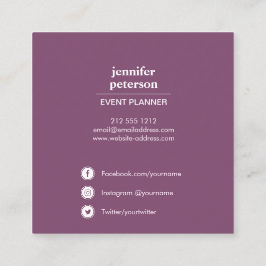 上品な水彩開花牡丹ソーシャルメディアのアイコン スクエア名刺 (裏面)