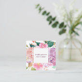 上品な水彩開花牡丹ソーシャルメディアのアイコン スクエア名刺 (スタンド正面)