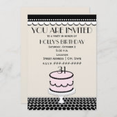 上品な水玉模様お誕生日ケーキ誕生日パーティー 招待状 (正面/裏面)
