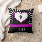 上品な水玉模様のフィギュアスケートのピンクのハート クッション (ブランケット)