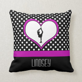 上品な水玉模様のフィギュアスケートのピンクのハート クッション