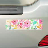 上品な水色の手の絵を描フローラデザイン バンパーステッカー (車上)