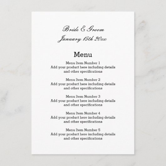 上品な沿岸テーマ結婚のメニューテンプレート メニュー (正面)