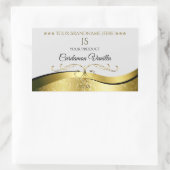 上品な波状金ゴールドデコーライトグレーモノグラムラベル 長方形シール (バッグ)