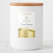 上品な波状金ゴールドデコーライトホワイトモノグラムラベル フードラベル (正面)