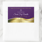 上品な波状金ゴールドデコールダークパープルモノグラムラベル 長方形シール (バッグ)