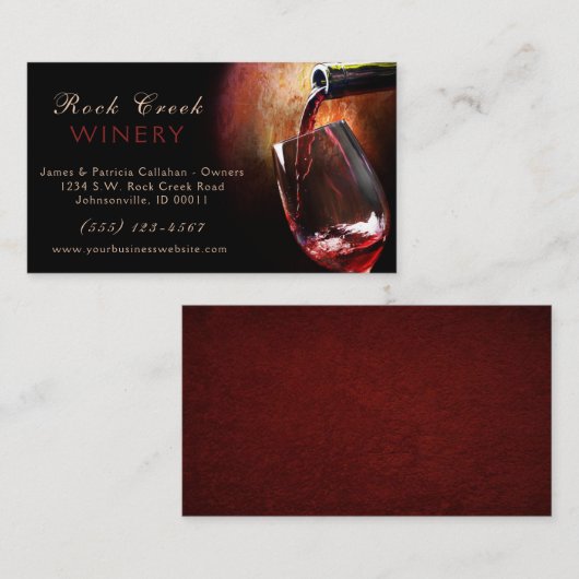 上品な注ぎ方ブルゴーニュ赤ワインワイナリー 名刺 (正面/裏面)