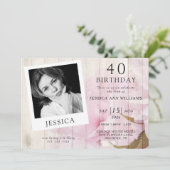 上品な洗練された写真フェミニン誕生日 招待状 (スタンド正面)