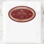 上品な深いレッドプロダクトラベル金ゴールドフレーム（ロゴ付き） 楕円形シール (バッグ)