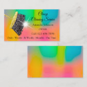 上品な清掃サービスグラデーションピンク金ゴールドグリッター 名刺 (正面/裏面)