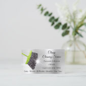 上品な清掃サービスシルバーミントグリッターグレー 名刺 (スタンド正面)