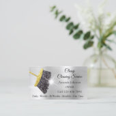 上品な清掃サービスシルバー金ゴールドグリッターブラック 名刺 (スタンド正面)