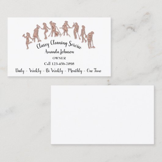 上品な清掃サービスバラロゴのメイドホワイトVIP 名刺 (正面/裏面)