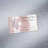 上品な清掃サービスメイドグレーシルバーバラ マグネット名刺 (インサイチュ)