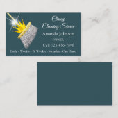 上品な清掃サービスメイドティール（緑がかった色）金ゴールドクラウンブシ 名刺 (正面/裏面)