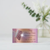 上品な清掃サービスメイドバラ銀ホログラフ 名刺 (スタンド正面)