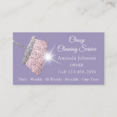 上品な清掃サービスメイドパープルシルバーQRCODE 名刺 (正面)