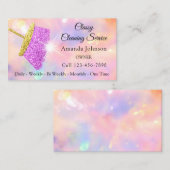 上品な清掃サービスメイドピンクホログラフ 名刺 (正面/裏面)