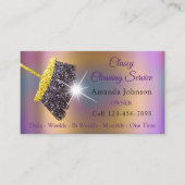 上品な清掃サービスメイド金ゴールド銀ホログラフ 名刺 (正面)