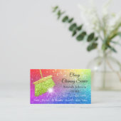 上品な清掃サービスレインボースパークグリッター 名刺 (スタンド正面)