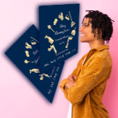 上品な清掃サービス金ゴールドロゴメイドハウスネイビー スクエア名刺