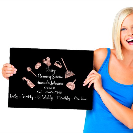 上品な清掃サービス金ゴールドロゴメイドバラグリット 名刺