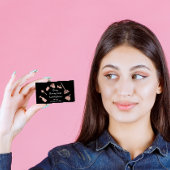 上品な清掃サービス金ゴールドロゴメイドピンクローズ 名刺