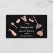 上品な清掃サービス金ゴールドロゴメイドピンクローズ 名刺 (正面)